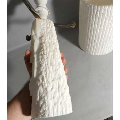 Lampe vintage en albâtre, pied monobloc sculpté et abat jour d'une seule pièce en albâtre – Image 3