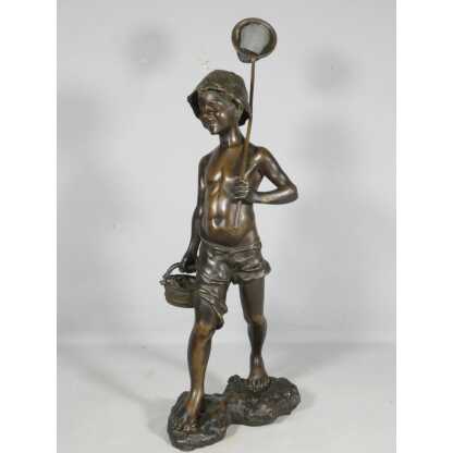 Le jeune pêcheur par Martino, statuette en bronze, époque début XX ème – Image 2