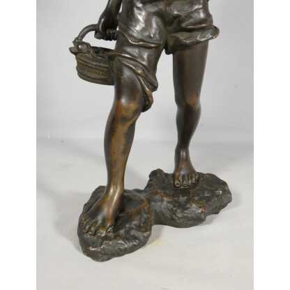 Le jeune pêcheur par Martino, statuette en bronze, époque début XX ème – Image 4