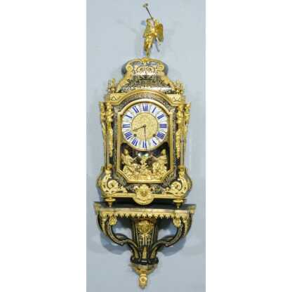 Pendule en cartel d'époque Louis XIV en marqueterie Boulle, horloger Masson à Paris, XVIII ème
