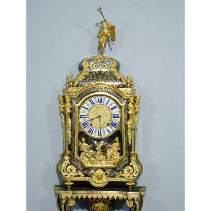 Pendule en cartel d'époque Louis XIV en marqueterie Boulle, horloger Masson à Paris, XVIII ème – Image 2