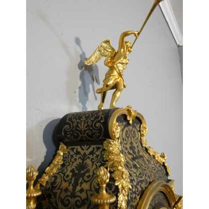Pendule en cartel d'époque Louis XIV en marqueterie Boulle, horloger Masson à Paris, XVIII ème – Image 18