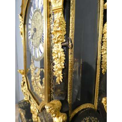 Pendule en cartel d'époque Louis XIV en marqueterie Boulle, horloger Masson à Paris, XVIII ème – Image 16