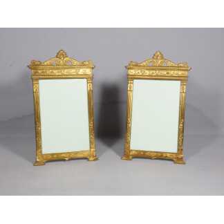 Paire de cadres photos de style Empire en laiton doré, époque 1900