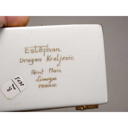 Incrustation d'or, boîte coffret à bijoux en porcelaine de Limoges vers 1980 – Image 4