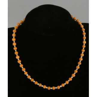 Collier perles et corail avec fermoir chaînette or, début XX ème siècle