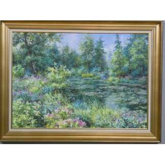 L'étang aux nénuphars, tableau impressionniste par Hesbé Bolzonello