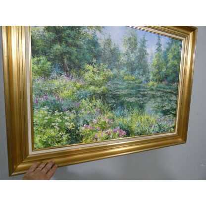 L'étang aux nénuphars, tableau impressionniste par Hesbé Bolzonello – Image 3
