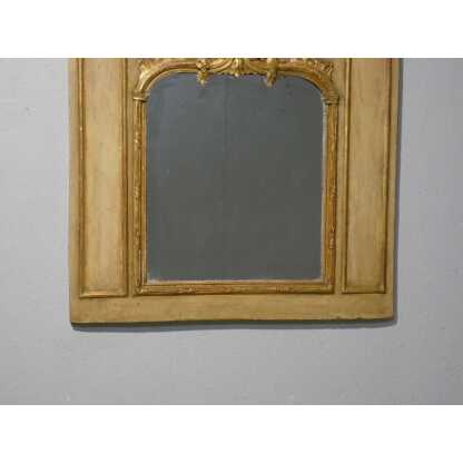 Trumeau de style Louis XV en bois doré et peint, tableau scène de neige avec traîneau – Image 14