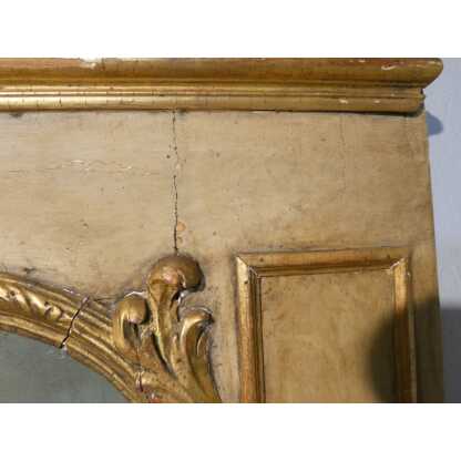 Trumeau de style Louis XV en bois doré et peint, tableau scène de neige avec traîneau – Image 7