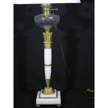 Très grande lampe de style Louis XVI en marbre et bronze, époque XIX ème – Image 14