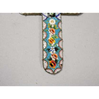 Croix en micromosaïque de fleurs, souvenir du Grand Tour, XIX ème – Image 7