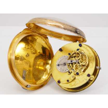 Paliard Besançon montre à coq en or massif, époque XVIII ème, C couronné