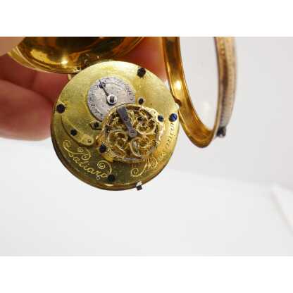 Paliard Besançon montre à coq en or massif, époque XVIII ème, C couronné – Image 2