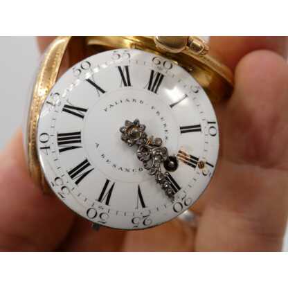 Paliard Besançon montre à coq en or massif, époque XVIII ème, C couronné – Image 6