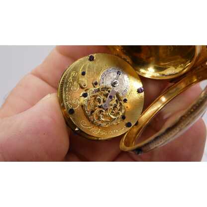 Paliard Besançon montre à coq en or massif, époque XVIII ème, C couronné – Image 5