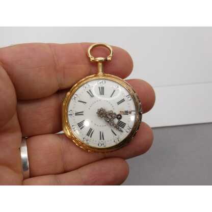 Paliard Besançon montre à coq en or massif, époque XVIII ème, C couronné – Image 3