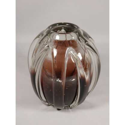Charles Schneider, vase en verre à côtes en relief double couleur, époque 1930 – Image 2
