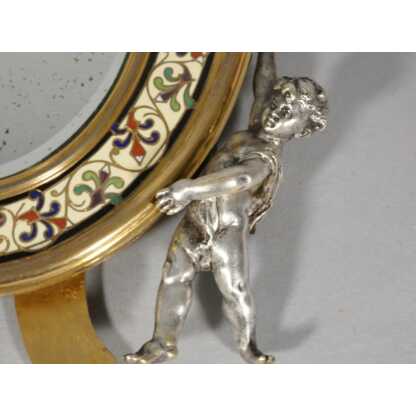 Maison A Giroux, miroir aux amours en bronze émaillé en champlevé, époque XIX ème – Image 4