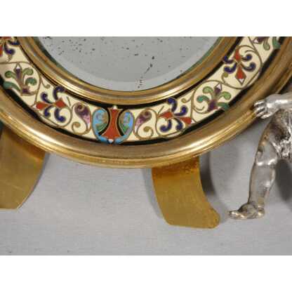 Maison A Giroux, miroir aux amours en bronze émaillé en champlevé, époque XIX ème – Image 5