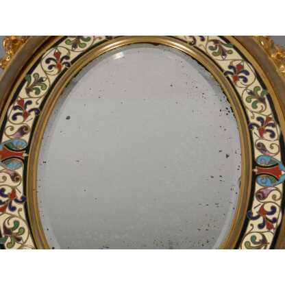 Maison A Giroux, miroir aux amours en bronze émaillé en champlevé, époque XIX ème – Image 7