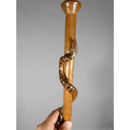 Canne de poilu au serpent, artisanat de tranchée 1 ère guerre mondiale – Image 3
