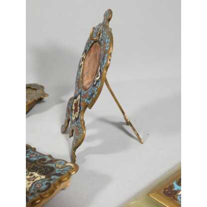 Nécessaire de bureau Napoléon III en bronze émaillé et onyx, 10 pièces, époque XIX ème – Image 19