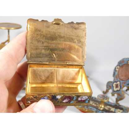 Nécessaire de bureau Napoléon III en bronze émaillé et onyx, 10 pièces, époque XIX ème – Image 16