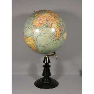 diam 33 cm, grande mappemonde ancienne J Forest au 1/40000000, époque fin XIX ème