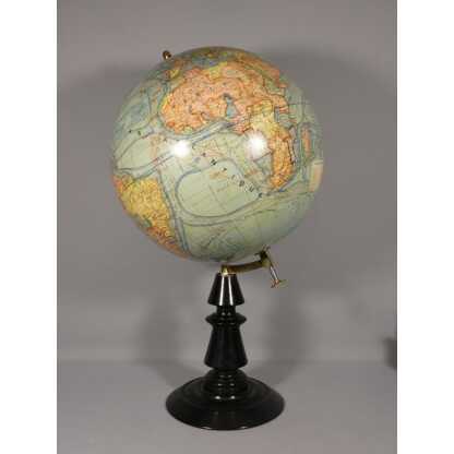 diam 33 cm, grande mappemonde ancienne J Forest au 1/40000000, époque fin XIX ème