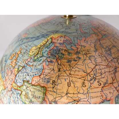 diam 33 cm, grande mappemonde ancienne J Forest au 1/40000000, époque fin XIX ème – Image 9