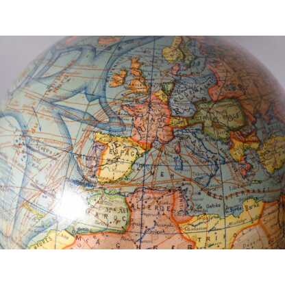 diam 33 cm, grande mappemonde ancienne J Forest au 1/40000000, époque fin XIX ème – Image 8