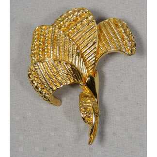 Orena Paris, broche vintage en métal doré vers 1980
