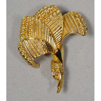 Orena Paris, broche vintage en métal doré vers 1980