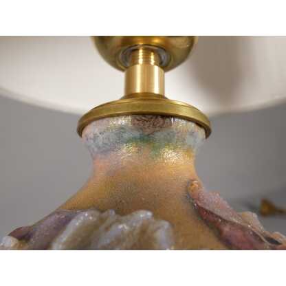 Camille Fauré Limoges, pied de lampe en émail, décor aux anémones, vers 1930-50 – Image 12