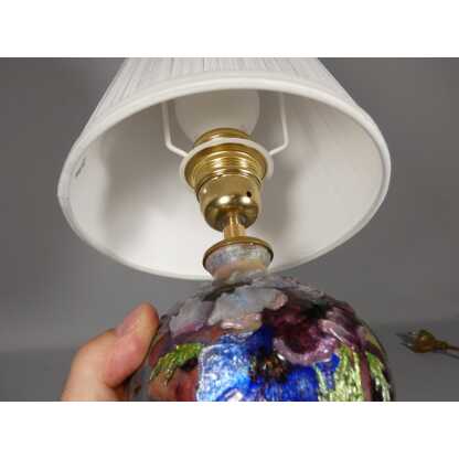 Camille Fauré Limoges, pied de lampe en émail, décor aux anémones, vers 1930-50 – Image 13