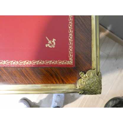 Estampillé Paul Sormani, bureau plat de style Régence en palissandre et bronze doré, XIX ème – Image 13