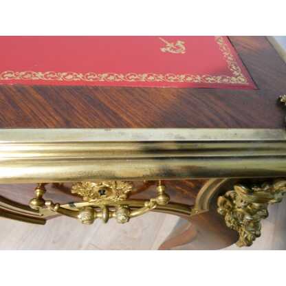 Estampillé Paul Sormani, bureau plat de style Régence en palissandre et bronze doré, XIX ème – Image 11
