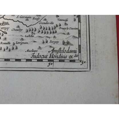 Carte géographique du Beauvaisis Picardie d'époque XVII ème siècle gravée par Jodocus Hondius – Image 6