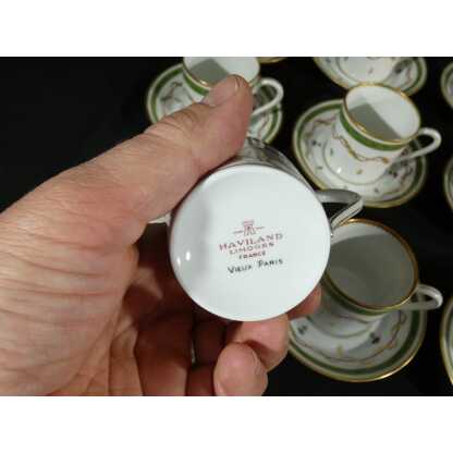 Haviland Vieux Paris vert, service à café pour 12 personnes, porcelaine Limoges – Image 11