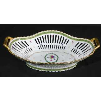 Haviland Vieux Paris vert, coupe corbeille à fruits centre de table porcelaine Limoges