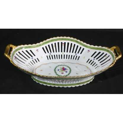 Haviland Vieux Paris vert, coupe corbeille à fruits centre de table porcelaine Limoges