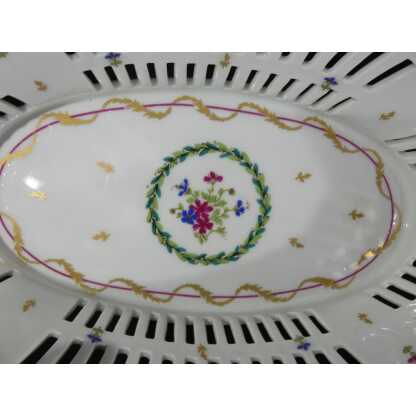 Haviland Vieux Paris vert, coupe corbeille à fruits centre de table porcelaine Limoges – Image 3