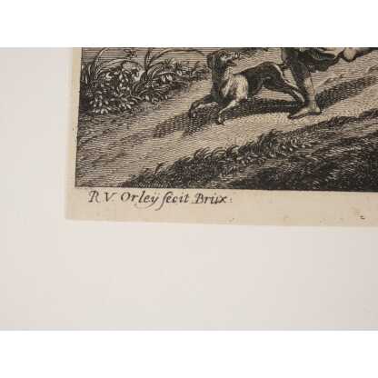La Fuite de Corisca, ca. 1695 - 1705 par Richard Van Orley, gravure à l'eau forte époque XVII è – Image 6