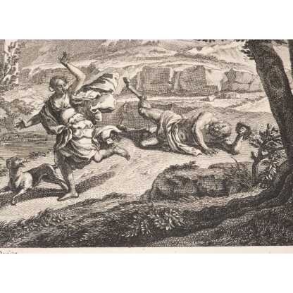 La Fuite de Corisca, ca. 1695 - 1705 par Richard Van Orley, gravure à l'eau forte époque XVII è – Image 4