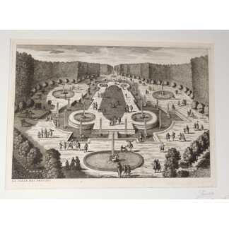 Versailles, La salle des Festins, gravure d'époque XVII ème des jardins par Gabriel Pérelle