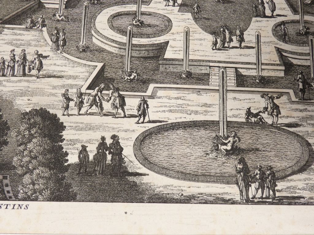 Versailles, La salle des Festins, gravure d'époque XVII ème des jardins par Gabriel Pérelle – Image 4