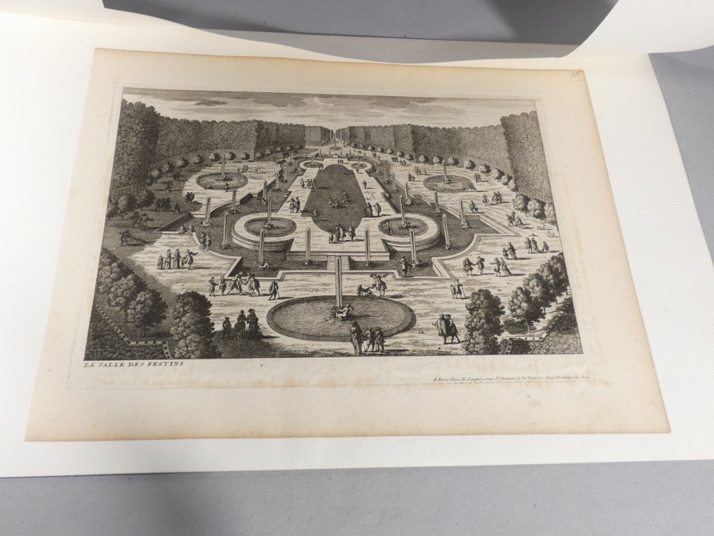 Versailles, La salle des Festins, gravure d'époque XVII ème des jardins par Gabriel Pérelle – Image 3