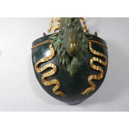 Paire d'appliques aux béliers de style Napoléon III en bois et bronze – Image 4