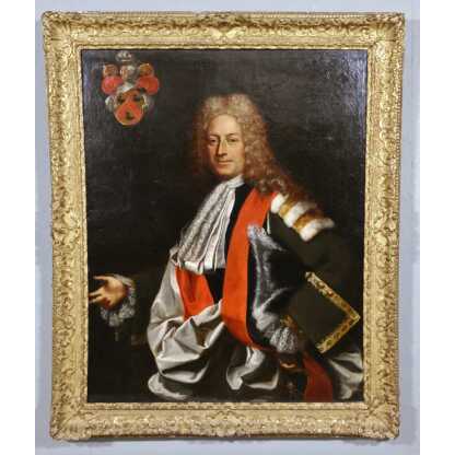 Portrait d'un magistrat de la fin du XVII ème, Gillbert Alexandre de Beausson? cadre doré